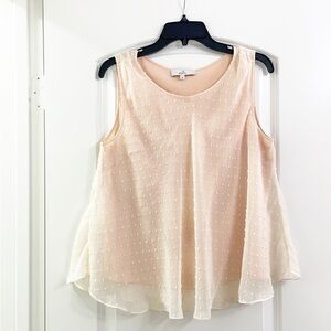Aalis cream swiss dot flowy sleeveless top